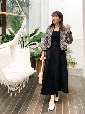 「ap retro（アプレトロ）のアイテム（ノーカラージャケット）」を使った、RINAさん（レディース・160cm）の秋コーディネート