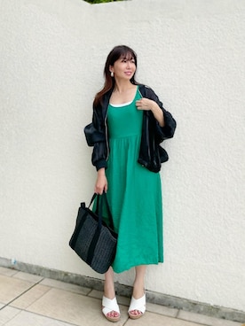 「ap retro（アプレトロ）のアイテム（ブルゾン）」を使った、RINAさん（レディース・160cm）の夏コーディネート