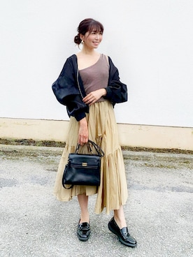 「ap retro（アプレトロ）のアイテム（ブルゾン）」を使った、RINAさん（レディース・160cm）の夏コーディネート