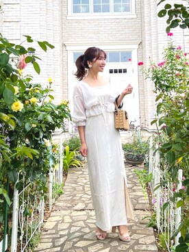 「GRL（グレイル）の光沢シフォンカーディガン（カーディガン/ボレロ）」を使った、RINAさん（レディース・160cm）の夏コーディネート