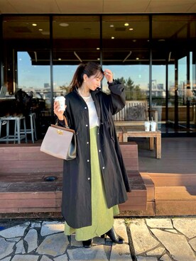 「秋」｜「アイテム（ステンカラーコート）」を使った、RINAさん（レディース・160cm）の秋コーディネート
