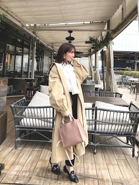 「はじめましてコーデ」｜「アイテム（ステンカラーコート）」を使った、RINAさん（レディース・160cm）の春コーディネート