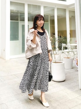 「UNIQLO（ユニクロ）のスーピマコットンリブクルーネックT（半袖）（Tシャツ/カットソー）」を使った、RINAさん（レディース・160cm）の秋コーディネート