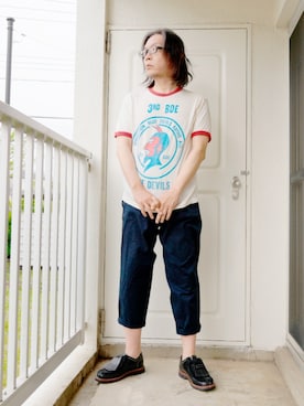 「Pherrow's（フェローズ）のアイテム（パンツ）」を使った、s uchidaさん（メンズ・173cm）の夏コーディネート