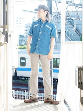 「45R（フォーティファイブアール）のアイテム（キャップ）」を使った、s uchidaさん（メンズ・173cm）の夏コーディネート
