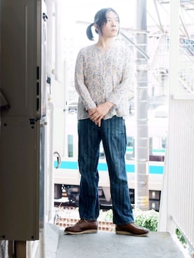 「FREEWHEELERS（フリーホイーラーズ）のアイテム（パンツ）」を使った、s uchidaさん（メンズ・173cm）の秋コーディネート