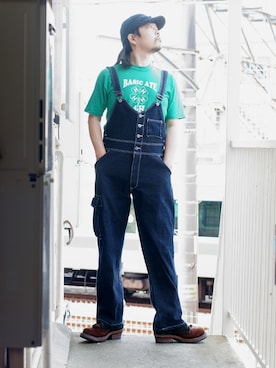 「おじさん」｜「アイテム（オールインワン・サロペット）」を使った、s uchidaさん（メンズ・173cm）の春コーディネート