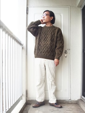 「Pherrow's（フェローズ）のアイテム（トップス）」を使った、s uchidaさん（メンズ・173cm）の冬コーディネート