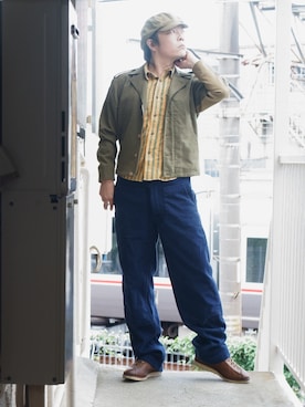 「CUSHMAN（クッシュマン）のアイテム（シューズ）」を使った、s uchidaさん（メンズ・173cm）の秋コーディネート