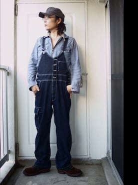 「おじさん」｜「アイテム（オールインワン・サロペット）」を使った、s uchidaさん（メンズ・173cm）の秋コーディネート
