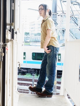 「CALEE（キャリー）のアイテム（トップス）」を使った、s uchidaさん（メンズ・173cm）の夏コーディネート