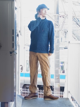 「BEN DAVIS（ベンデイビス）のアイテム（カーゴパンツ）」を使った、s uchidaさん（メンズ・173cm）の冬コーディネート