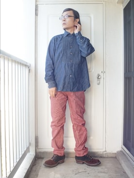 「45R（フォーティファイブアール）のアイテム（シャツ/ブラウス）」を使った、s uchidaさん（メンズ・173cm）の秋コーディネート
