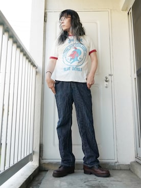 「ストライプパンツ」｜s uchidaさん（メンズ・173cm）の夏コーディネート