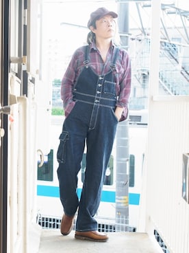 「おじさん」｜「アイテム（オールインワン・サロペット）」を使った、s uchidaさん（メンズ・173cm）の夏コーディネート