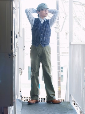 「Waste(twice)（ウェストトゥワイス）のアイテム（パンツ）」を使った、s uchidaさん（メンズ・173cm）の秋コーディネート