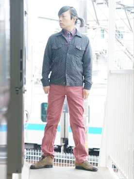 「FREEWHEELERS（フリーホイーラーズ）のアイテム（パンツ）」を使った、s uchidaさん（メンズ・173cm）の冬コーディネート