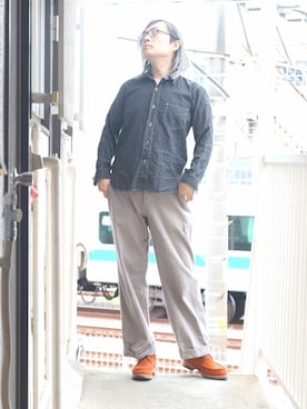 「FAR EASTERN ENTHUSIAST（ファーイースタンエンスージアスト）のアイテム」を使った、s uchidaさん（メンズ・173cm）の夏コーディネート