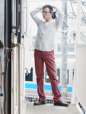 「FREEWHEELERS（フリーホイーラーズ）のアイテム（パンツ）」を使った、s uchidaさん（メンズ・173cm）の夏コーディネート