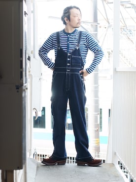 「ワークブーツ」｜「アイテム（オールインワン・サロペット）」を使った、s uchidaさん（メンズ・173cm）の春コーディネート