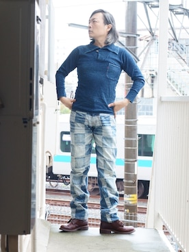 「45R（フォーティファイブアール）のアイテム（スウェット）」を使った、s uchidaさん（メンズ・173cm）の秋コーディネート