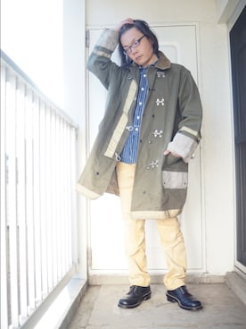 「CALEE（キャリー）のアイテム（ブーツ）」を使った、s uchidaさん（メンズ・173cm）の春コーディネート