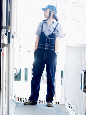 「おじさん」｜「アイテム（オールインワン・サロペット）」を使った、s uchidaさん（メンズ・173cm）の夏コーディネート