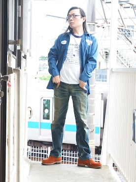 「ACE BOOTS（エース ブーツ）のアイテム」を使った、s uchidaさん（メンズ・173cm）の夏コーディネート