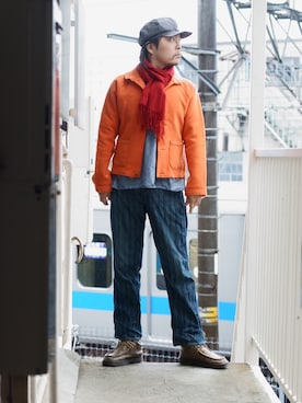 「FREEWHEELERS（フリーホイーラーズ）のアイテム（パンツ）」を使った、s uchidaさん（メンズ・173cm）の冬コーディネート