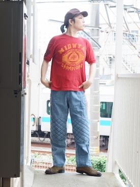 「45R（フォーティファイブアール）のアイテム（キャップ）」を使った、s uchidaさん（メンズ・173cm）の秋コーディネート