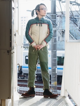 「おじさん」｜「アイテム（ライダースジャケット）」を使った、s uchidaさん（メンズ・173cm）の春コーディネート