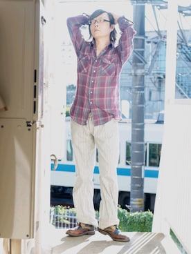 「45R（フォーティファイブアール）のアイテム（パンツ）」を使った、s uchidaさん（メンズ・173cm）の秋コーディネート
