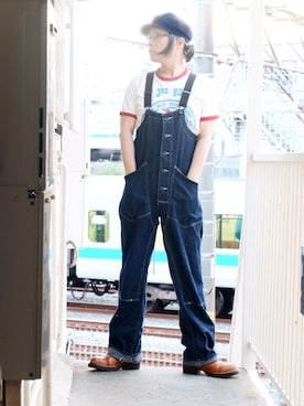 「BLUE WAY（ブルーウェイ）のアイテム（オールインワン・サロペット）」を使った、s uchidaさん（メンズ・173cm）の秋コーディネート