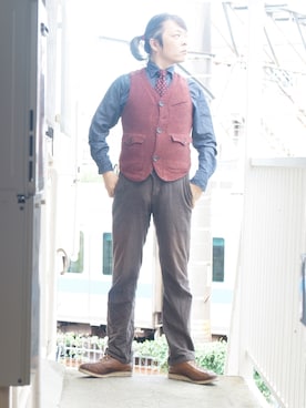 「CUSHMAN（クッシュマン）のアイテム（シューズ）」を使った、s uchidaさん（メンズ・173cm）の秋コーディネート