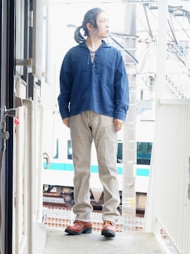 「CALEE（キャリー）のアイテム（パンツ）」を使った、s uchidaさん（メンズ・173cm）の夏コーディネート