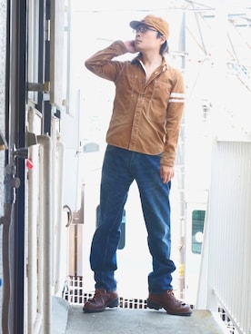 「SUGAR CANE（シュガーケーン）のアイテム（帽子）」を使った、s uchidaさん（メンズ・173cm）の夏コーディネート