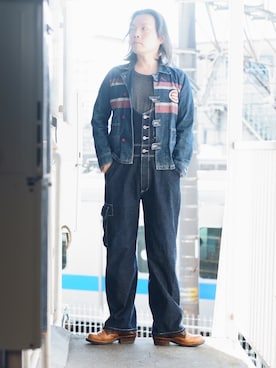 「中年」｜「アイテム（デニムジャケット）」を使った、s uchidaさん（メンズ・173cm）の冬コーディネート