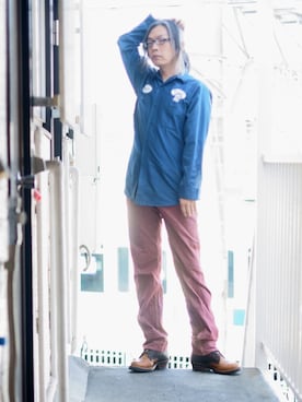 「FREEWHEELERS（フリーホイーラーズ）のアイテム（パンツ）」を使った、s uchidaさん（メンズ・173cm）の夏コーディネート