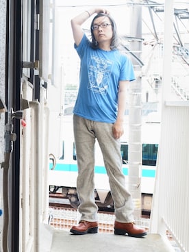 「CALEE（キャリー）のアイテム（パンツ）」を使った、s uchidaさん（メンズ・173cm）の夏コーディネート