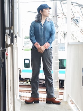 「45R（フォーティファイブアール）のアイテム（シャツ/ブラウス）」を使った、s uchidaさん（メンズ・173cm）の夏コーディネート