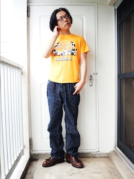「markaware（マーカウェア）のアイテム（パンツ）」を使った、s uchidaさん（メンズ・173cm）の秋コーディネート