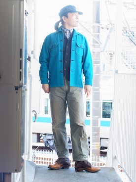 「ワークキャップ」｜「アイテム（ブーツ）」を使った、s uchidaさん（メンズ・173cm）の春コーディネート