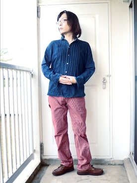 「FREEWHEELERS（フリーホイーラーズ）のアイテム（パンツ）」を使った、s uchidaさん（メンズ・173cm）の夏コーディネート