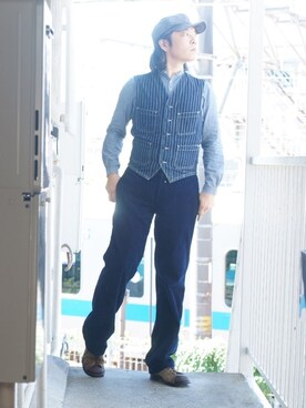 「45R（フォーティファイブアール）のアイテム（キャップ）」を使った、s uchidaさん（メンズ・173cm）の秋コーディネート