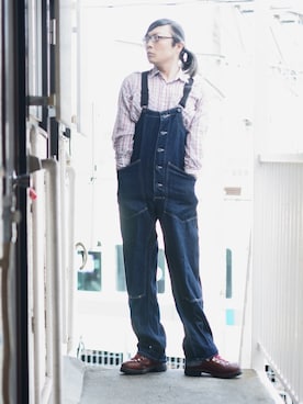 「おじさん」｜「アイテム（オールインワン・サロペット）」を使った、s uchidaさん（メンズ・173cm）の夏コーディネート