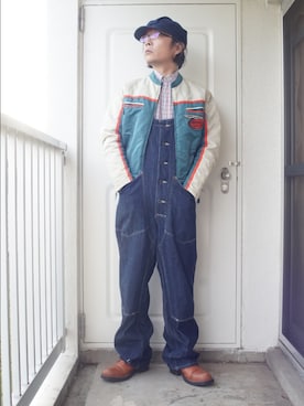「おじさん」｜「アイテム（オールインワン・サロペット）」を使った、s uchidaさん（メンズ・173cm）の冬コーディネート