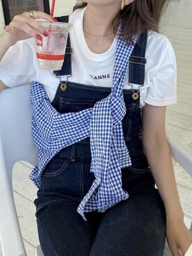 「coen（コーエン）のアイテム（オールインワン・サロペット）」を使った、𝒜𝒴𝒜𝒩𝒪さん（レディース・154cm）の夏コーディネート