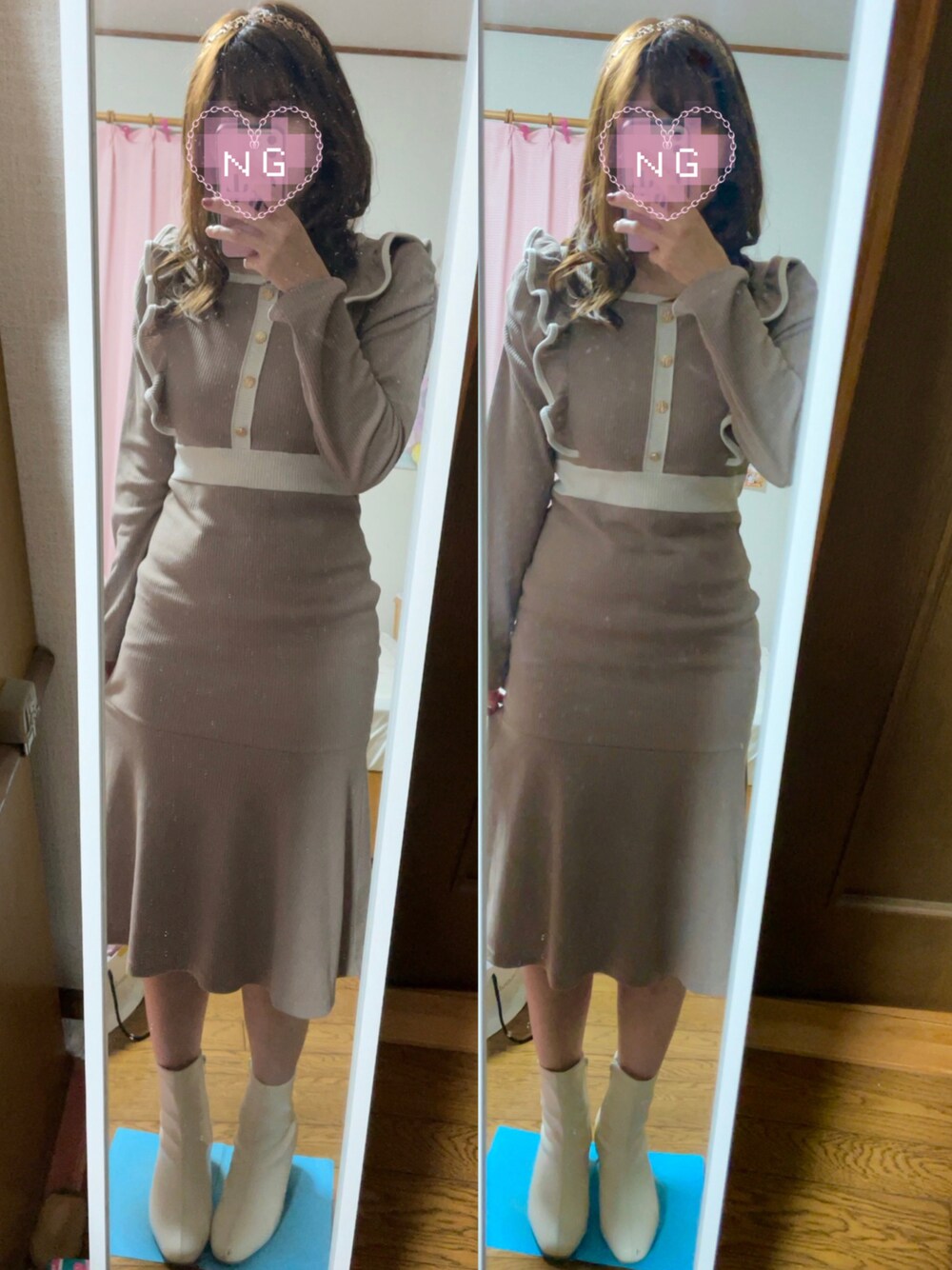 「Vida Roseo、アベイル、白ブーツ」｜「Availのアイテム（ワンピース/ドレス、ピンク系）」を使った、yuさん（レディース・160cm）の春コーディネートの1枚目の写真