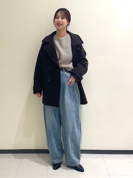 「アイテム（ピーコート）」を使った、mio🍑さん（レディース・160cm）の秋コーディネート