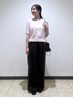 「A part by（アパートバイ）のキンチャクミニショルダバッグ（ショルダーバッグ、ブラック系）」を使った、keinaさん（レディース・160cm）の秋コーディネート
